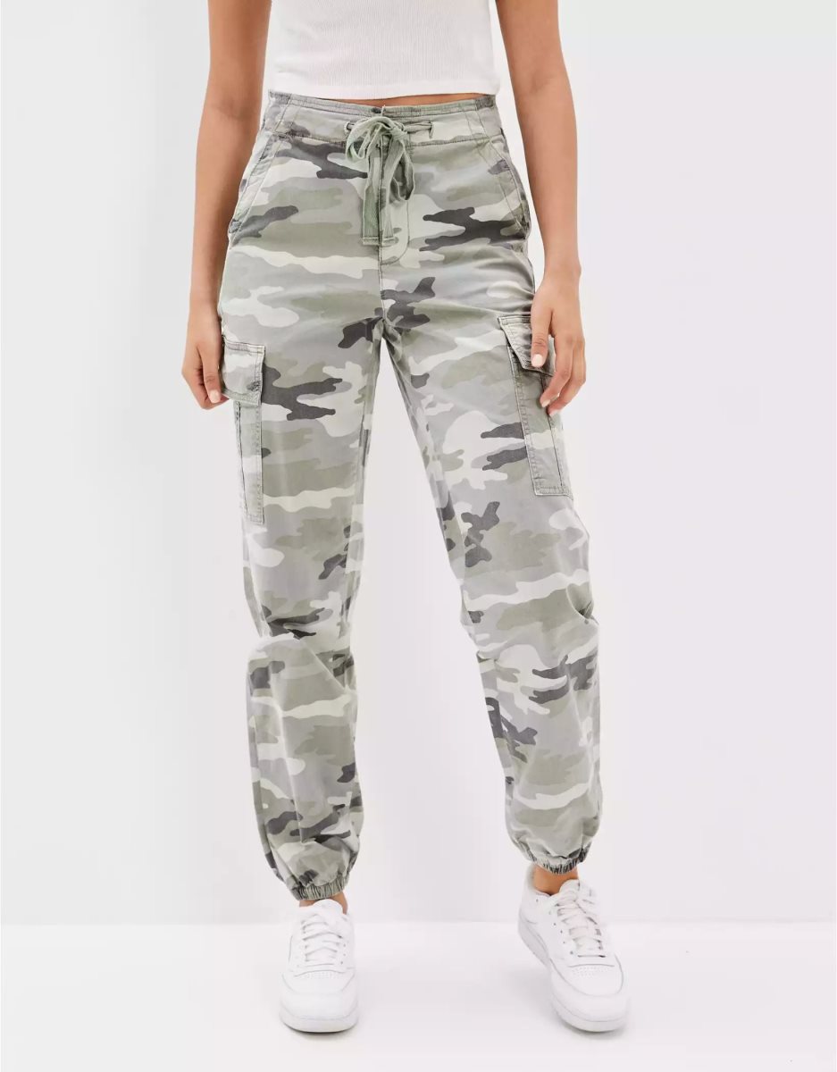 Jean American Eagle AE Camo Baggy Cargo Jogger Grise Camouflage Femme | MQZ-83176023